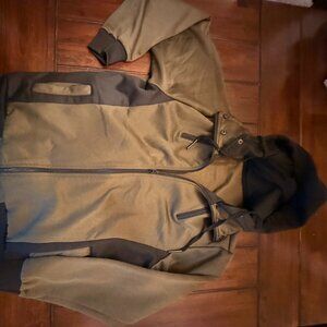 Olive Green and Black Fleece Hoodie, Men's Large